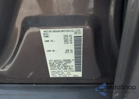 2015 Nissan Altima 2.5/2.5 S/2.5 Sl/2.5 Sv z USA, uszkodzony, nr VIN 1N4AL3AP5FC167296